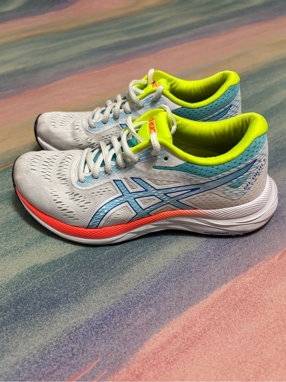 ASICS Gel Excite 6 SP Womens Size 6 Running Shoes White Blue 1012A507